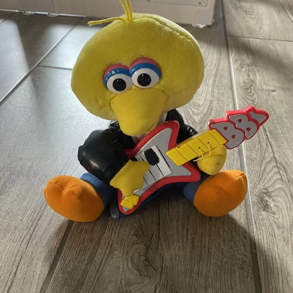 SESAME STREET plush interactive Rock & Roll Big Bird moving toy w/ guitar 2001